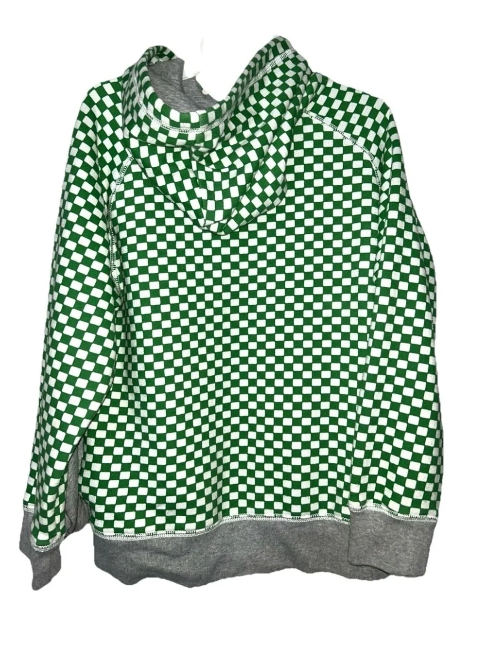The Children’s Place Boys Large 10/12 Green & White Checkered Pullover Hoodie
